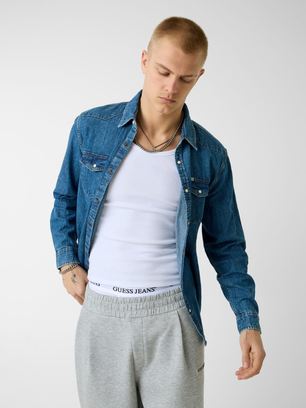 Slim Long-Sleeve Denim Shirt - Guess