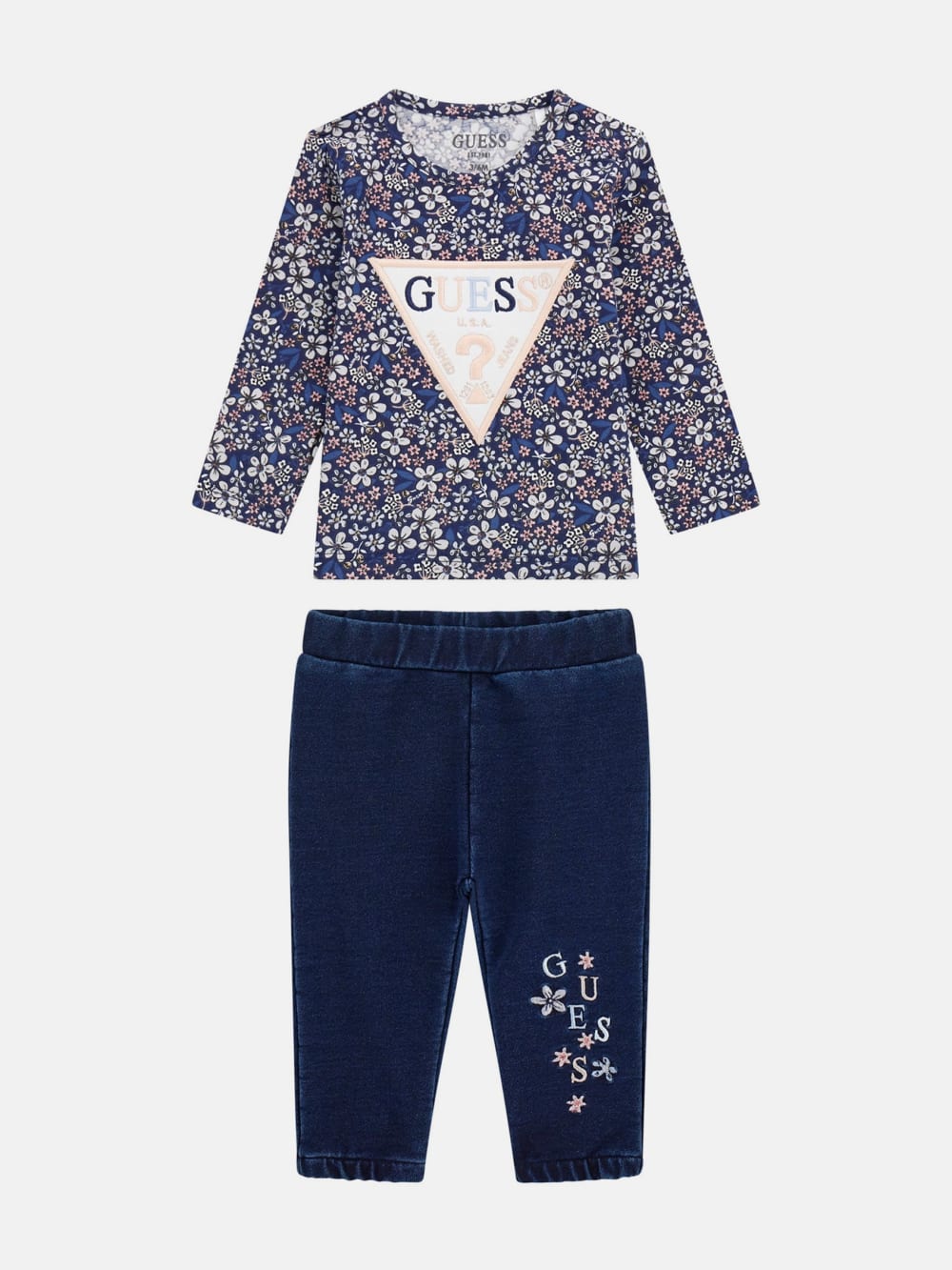 Floral Logo Tee and Knit Pants Set (0-24M) - Guess