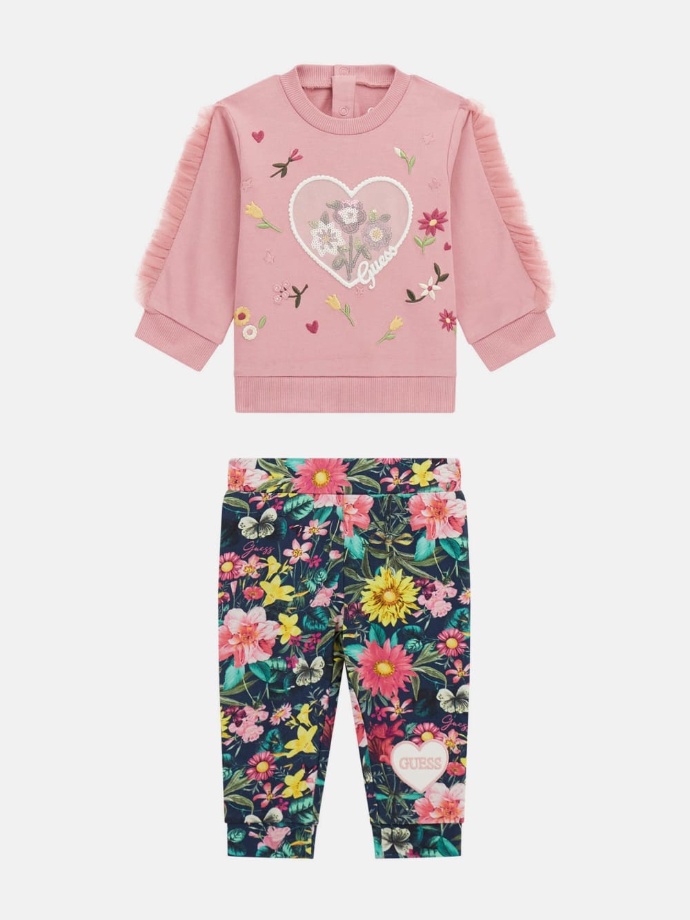Sweatshirt and Floral Pants Set (0-24M) - Guess