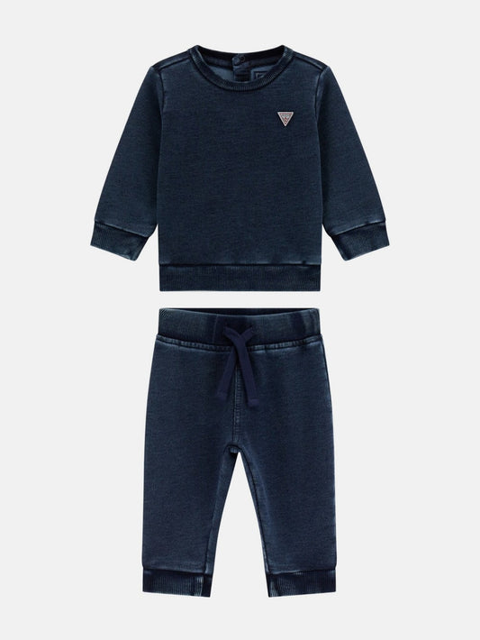Washed Denim Sweatshirt and Pants (0-24M) - Guess