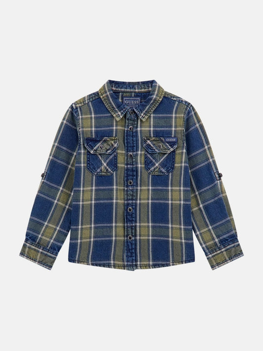Plaid Twill Long-Sleeve Shirt (3M-7) - Guess