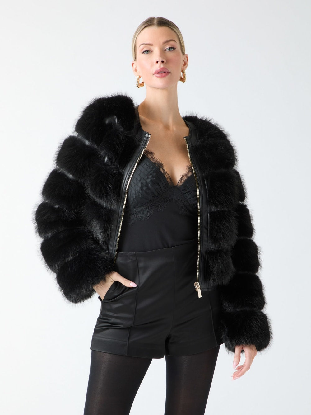 Arielle Cropped Faux-Fur Jacket - Guess