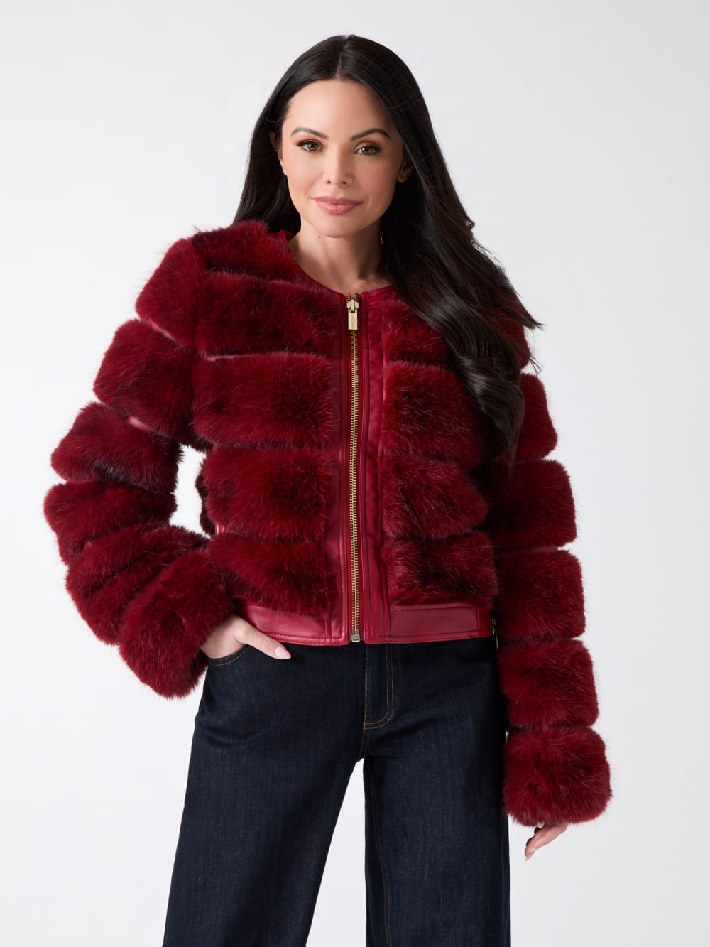 Arielle Cropped Faux-Fur Jacket - Guess