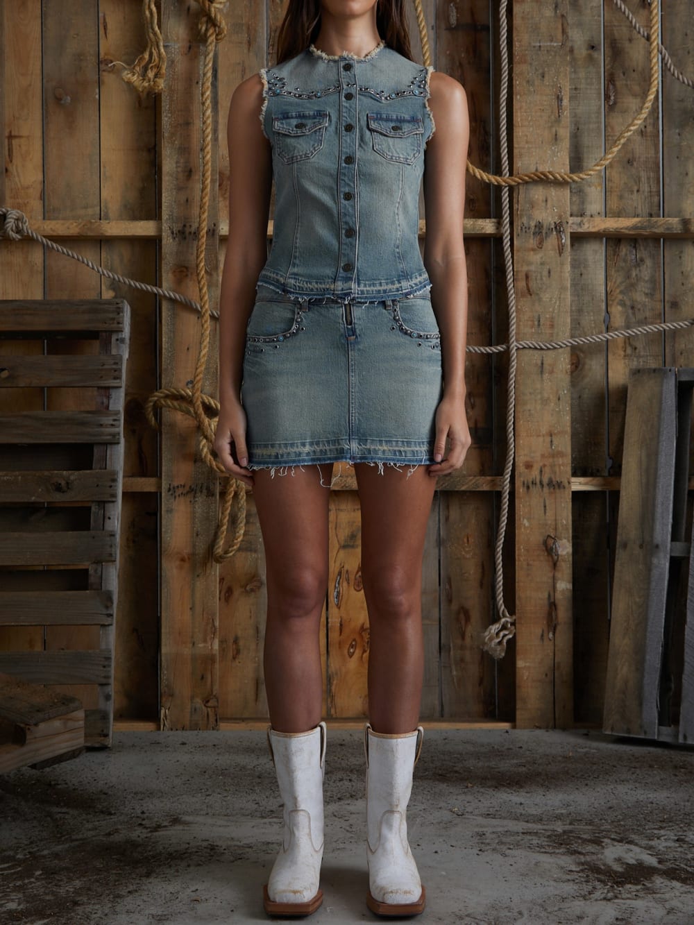 western denim vest - Guess