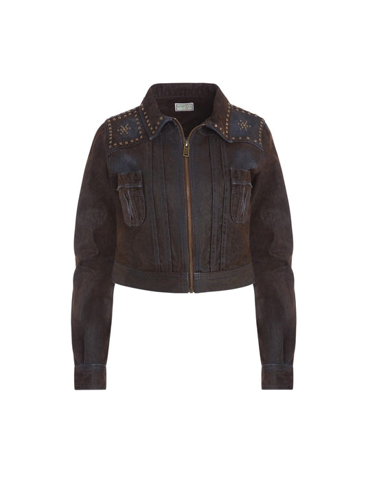 denim velvet zip-up jacket - Guess