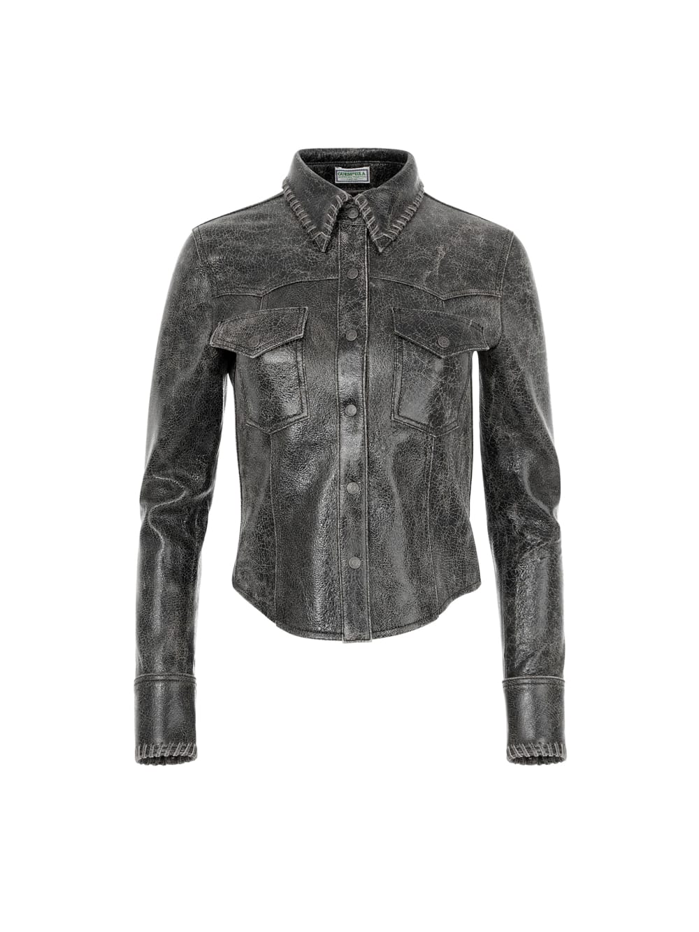 crackle leather jacket - Guess