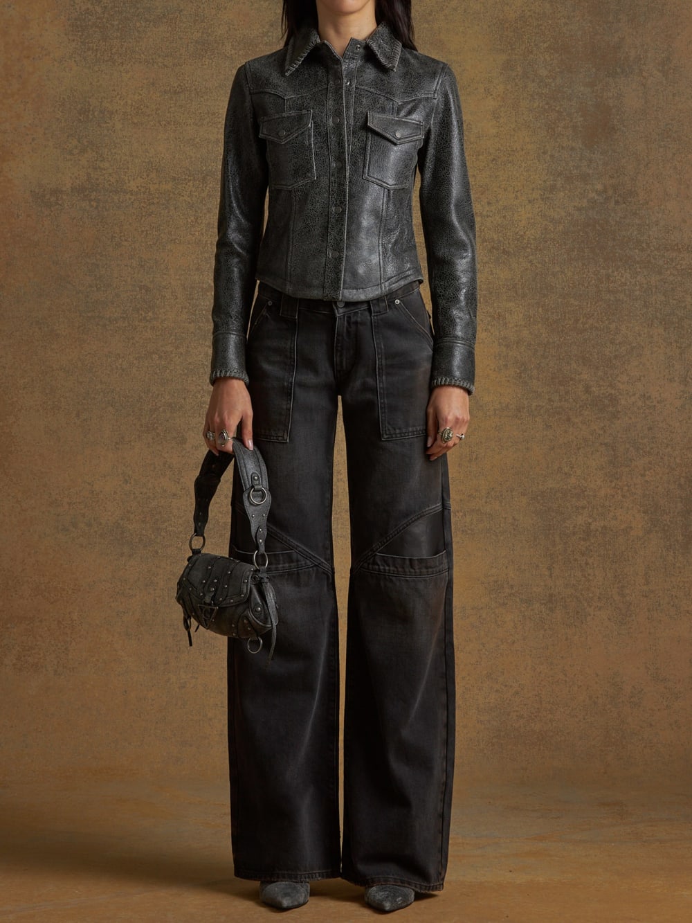 crackle leather jacket - Guess