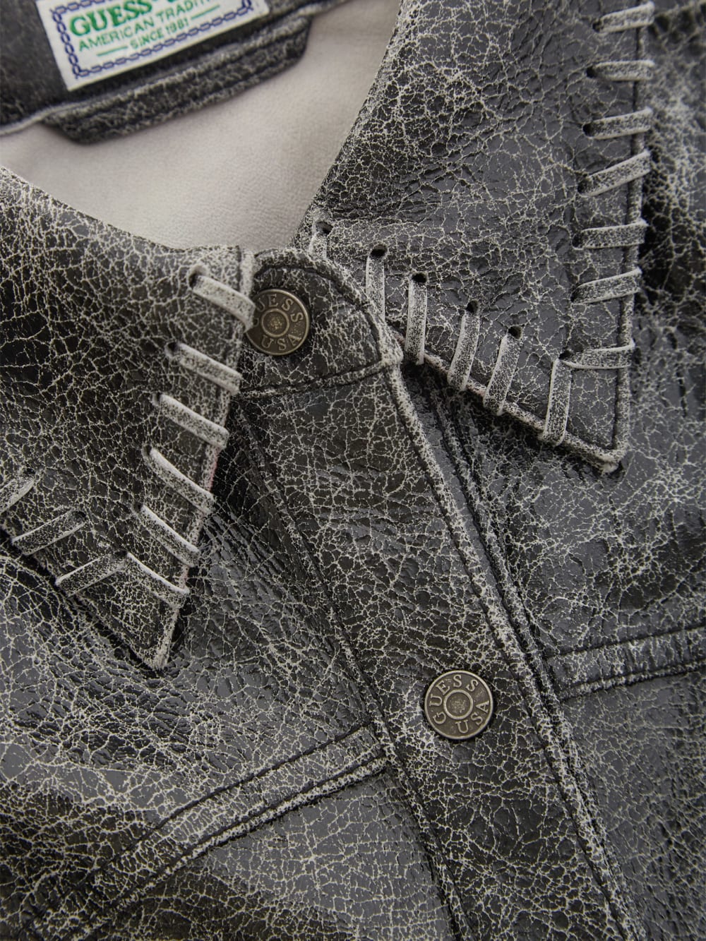 crackle leather jacket - Guess