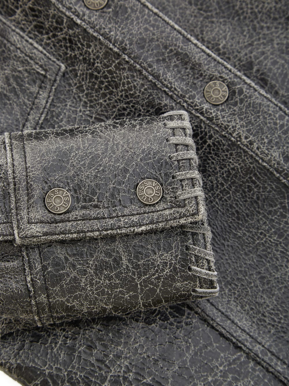 crackle leather jacket - Guess