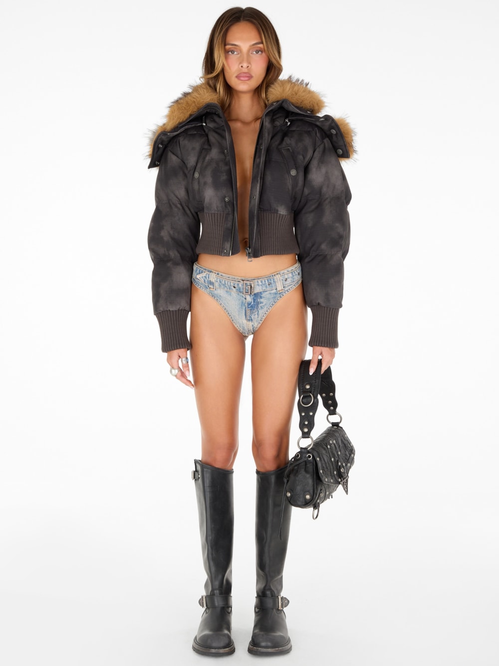 hooded faux-fur puffer jacket - Guess
