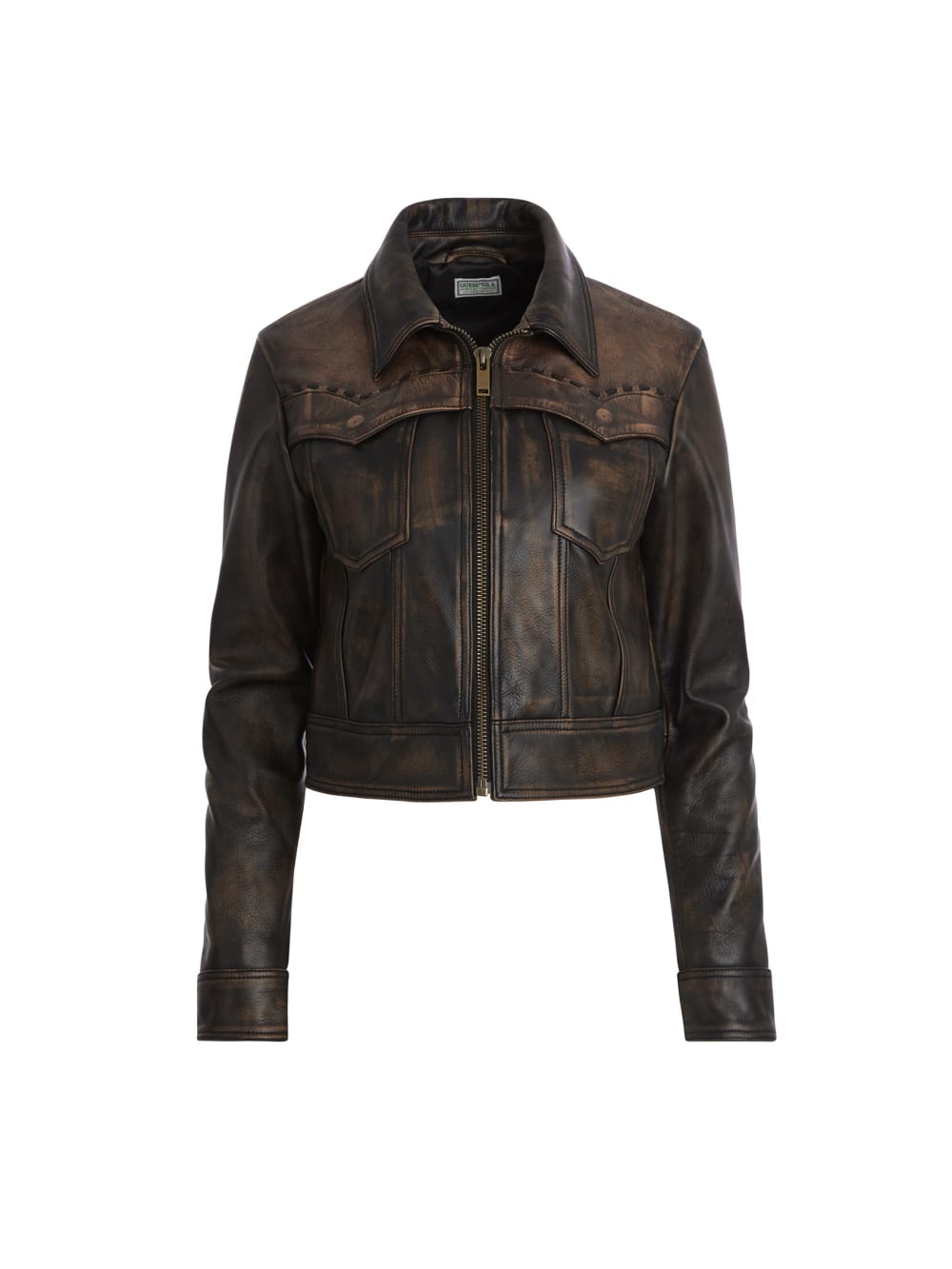 colorblock leather jacket - Guess