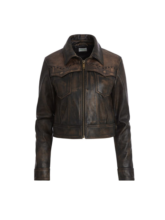 colorblock leather jacket - Guess