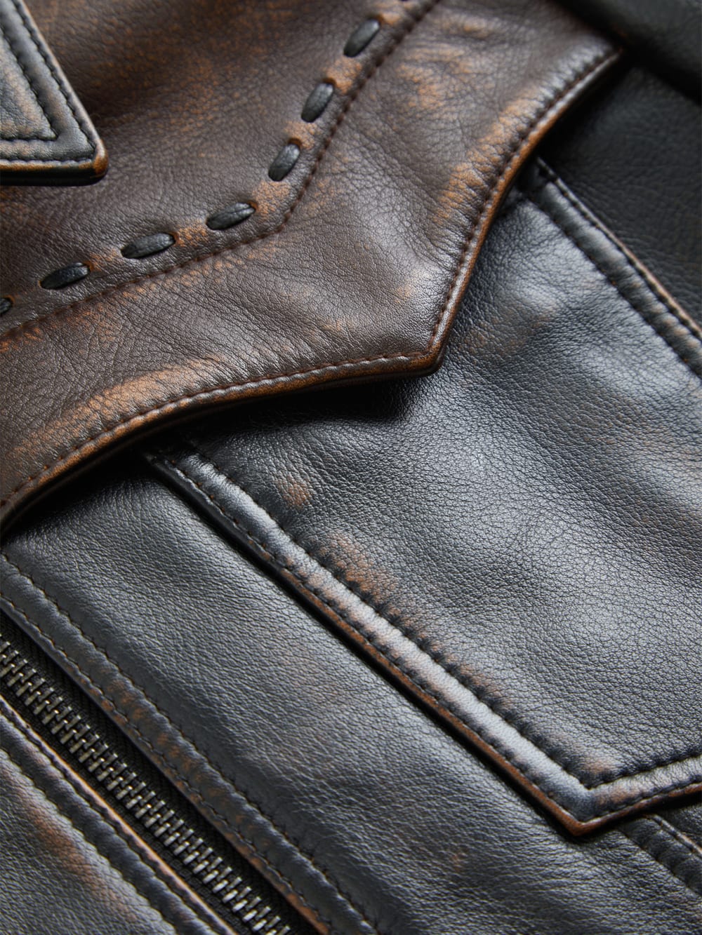 colorblock leather jacket - Guess