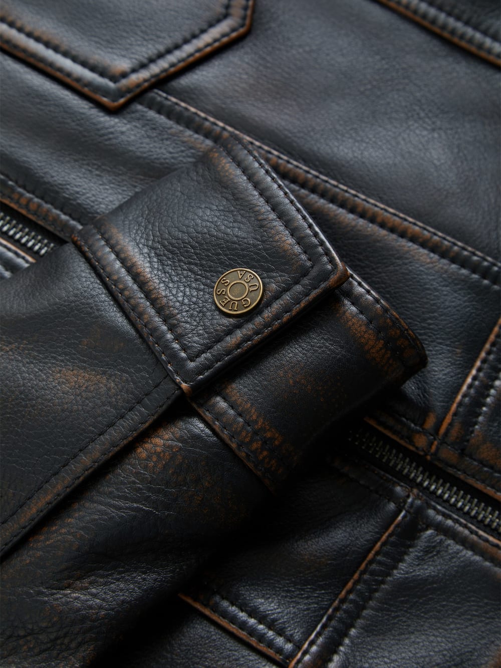 colorblock leather jacket - Guess