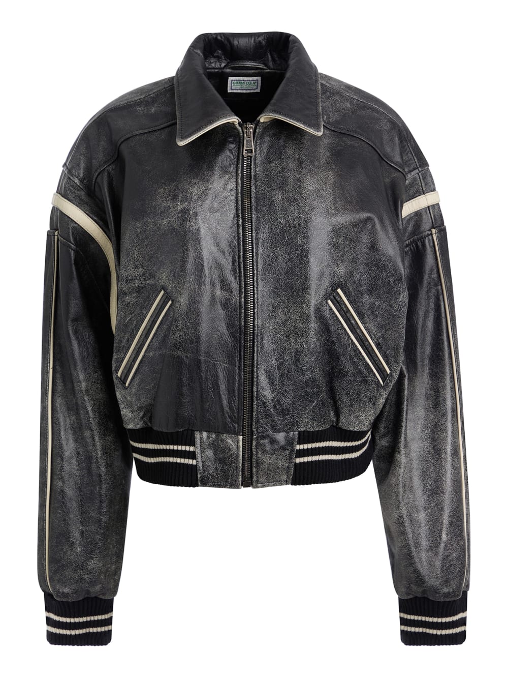 vintage cropped leather jacket - Guess
