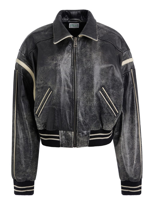 vintage cropped leather jacket - Guess
