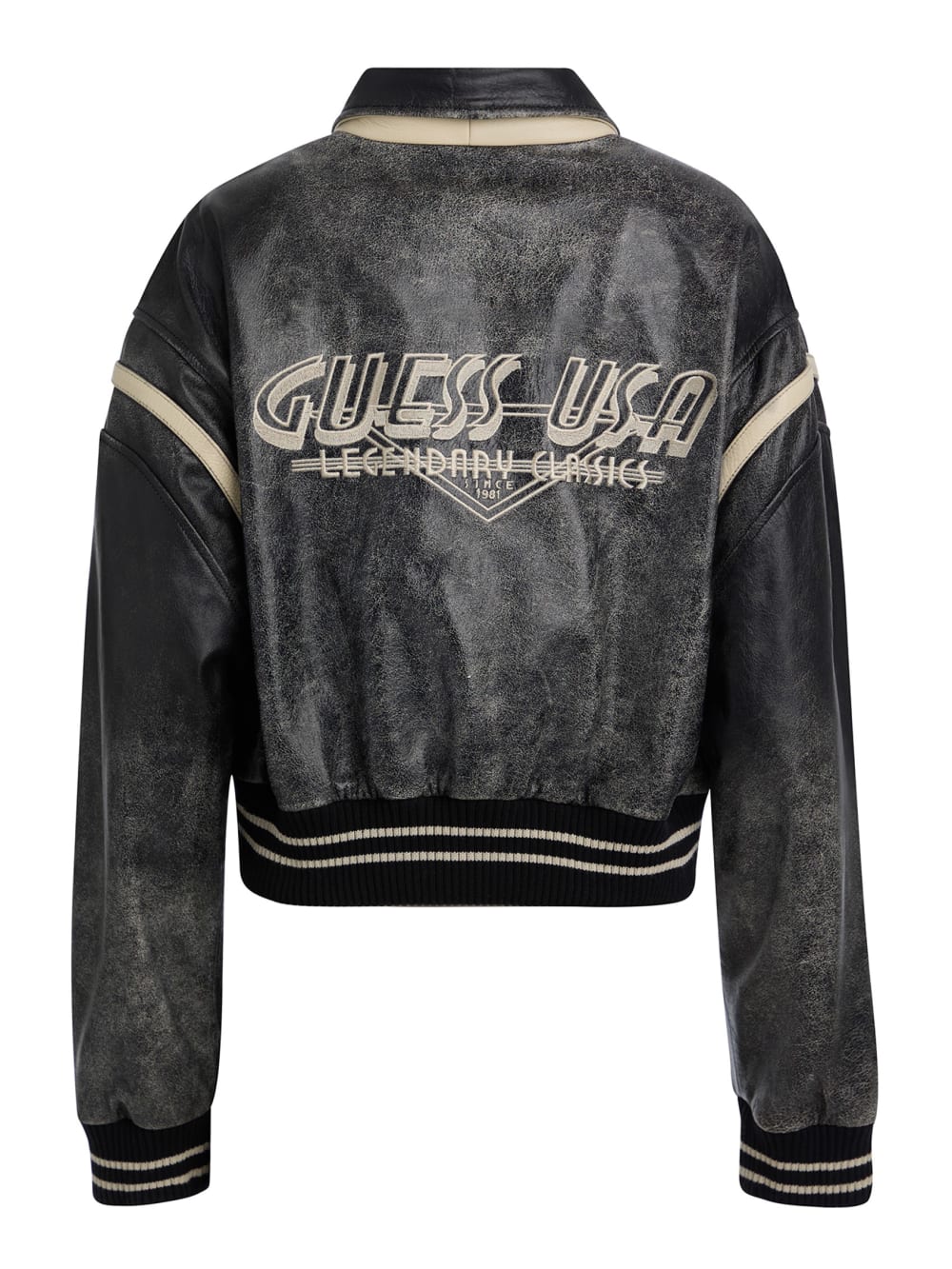vintage cropped leather jacket - Guess