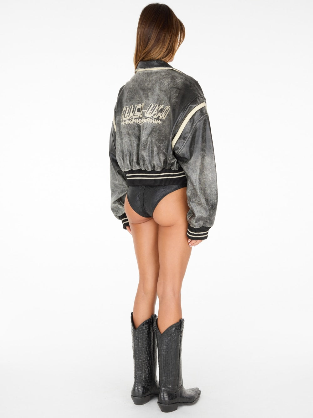 vintage cropped leather jacket - Guess