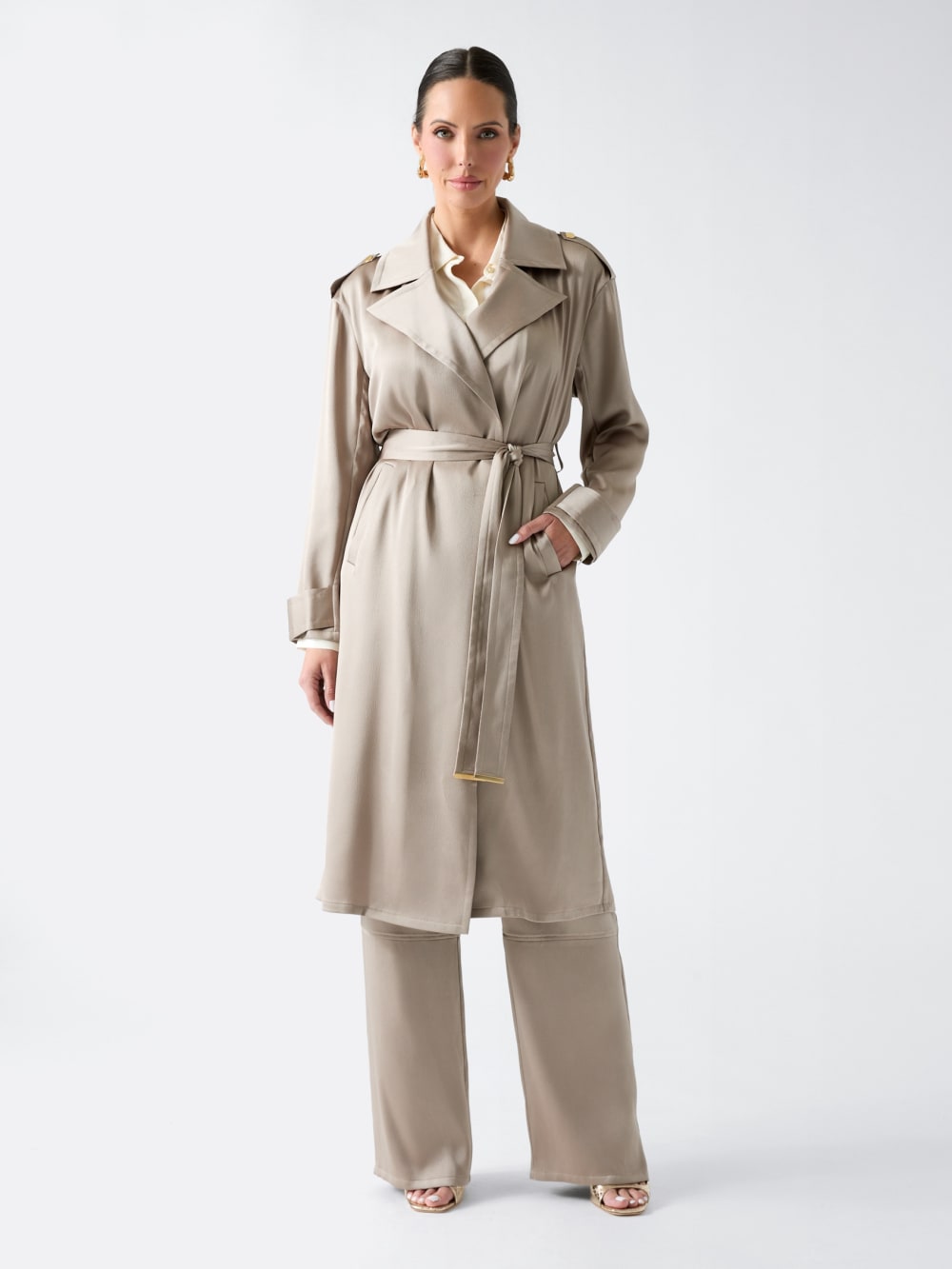 Eva Satin Trench Coat - Guess
