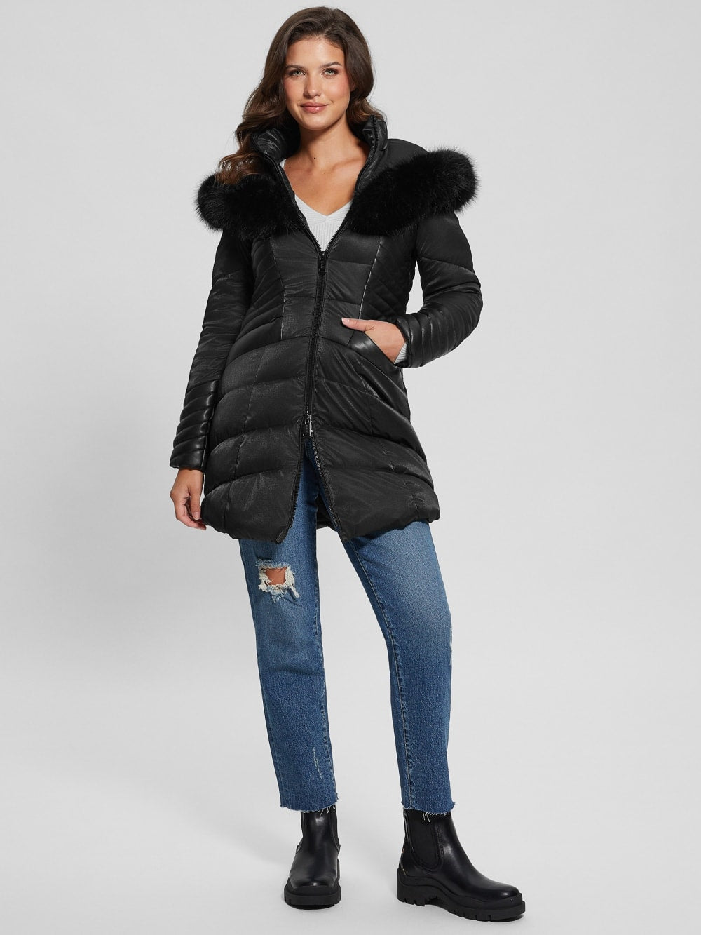 Oxana Hooded Puffer Coat - Guess