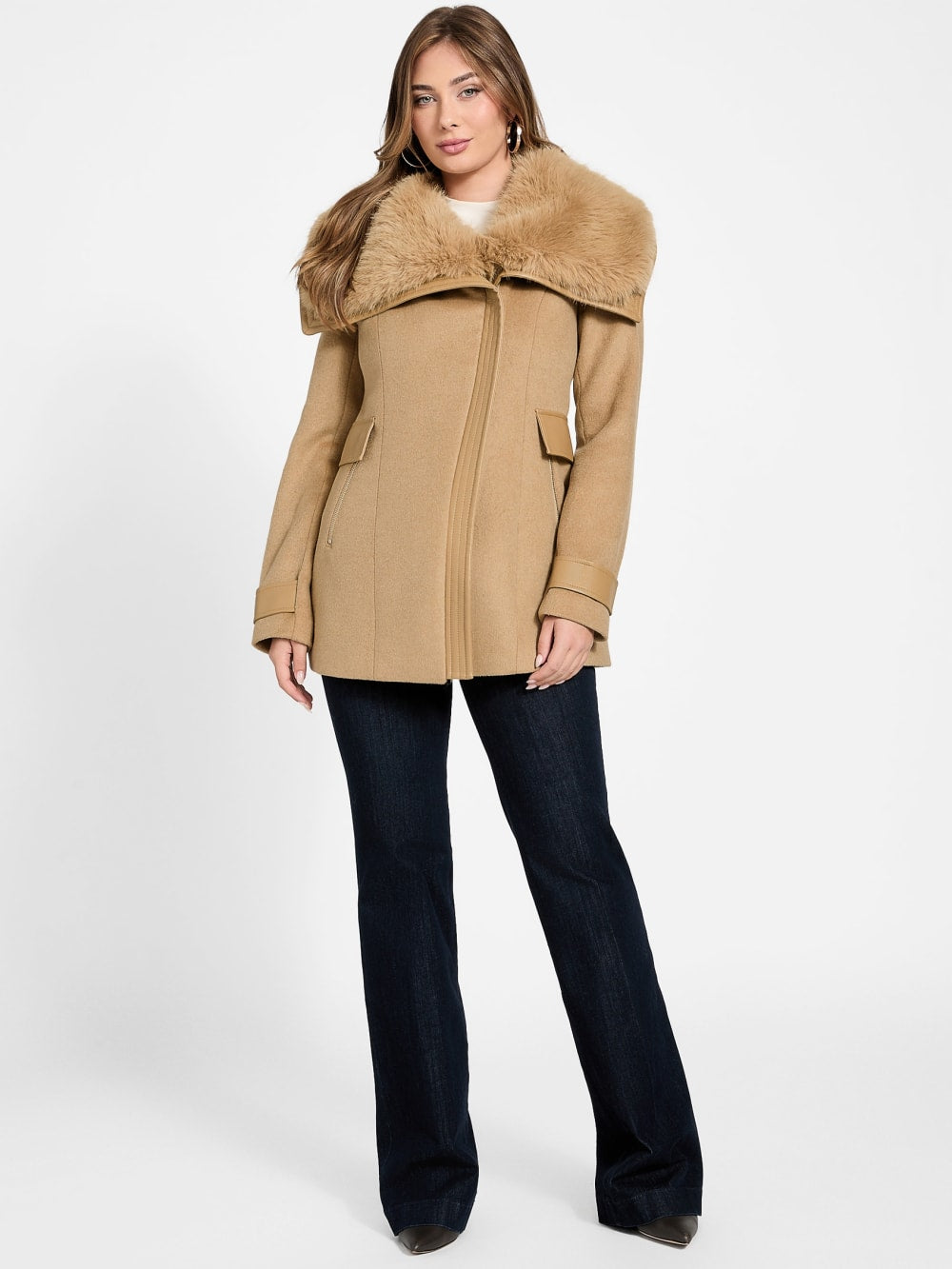 Lilia Faux-Fur Collar Coat - Guess