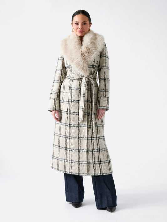 Charlize Sequin Plaid Wrap Coat - Guess