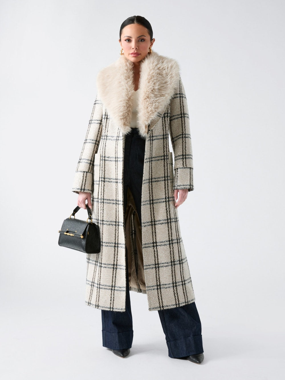 Charlize Sequin Plaid Wrap Coat - Guess
