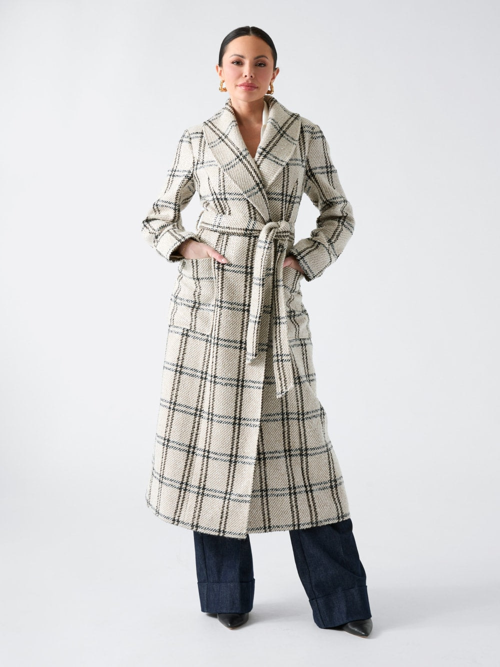 Charlize Sequin Plaid Wrap Coat - Guess