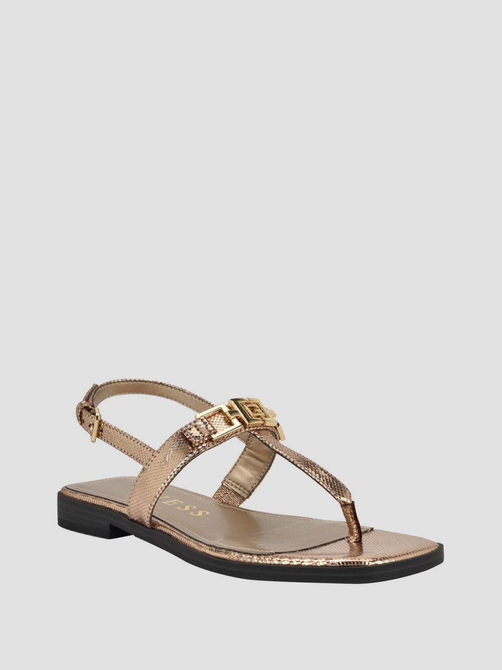 Reality Metallic T-Strap Sandals - Guess