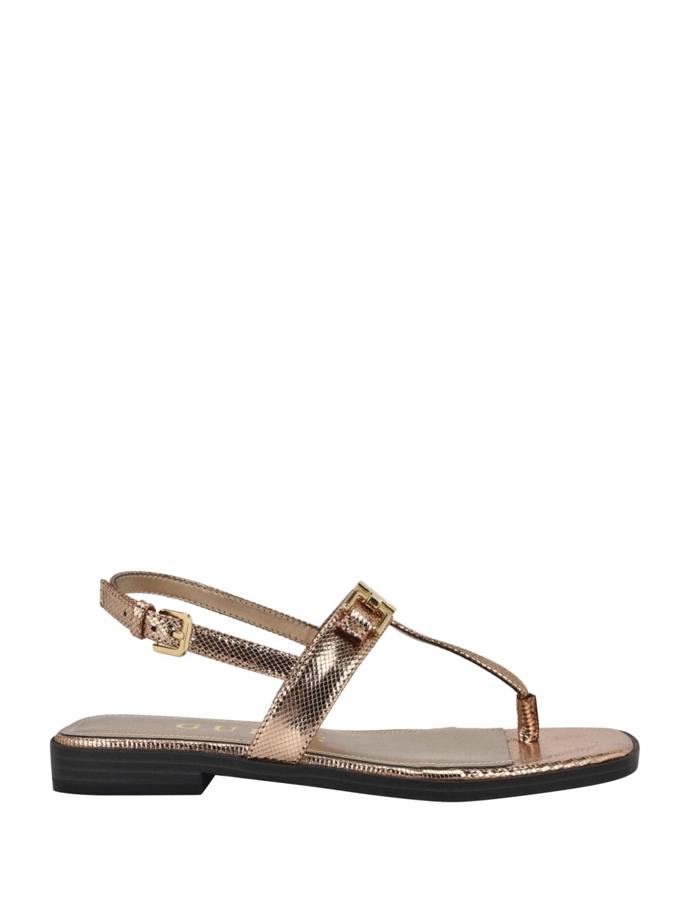 Reality Metallic T-Strap Sandals - Guess