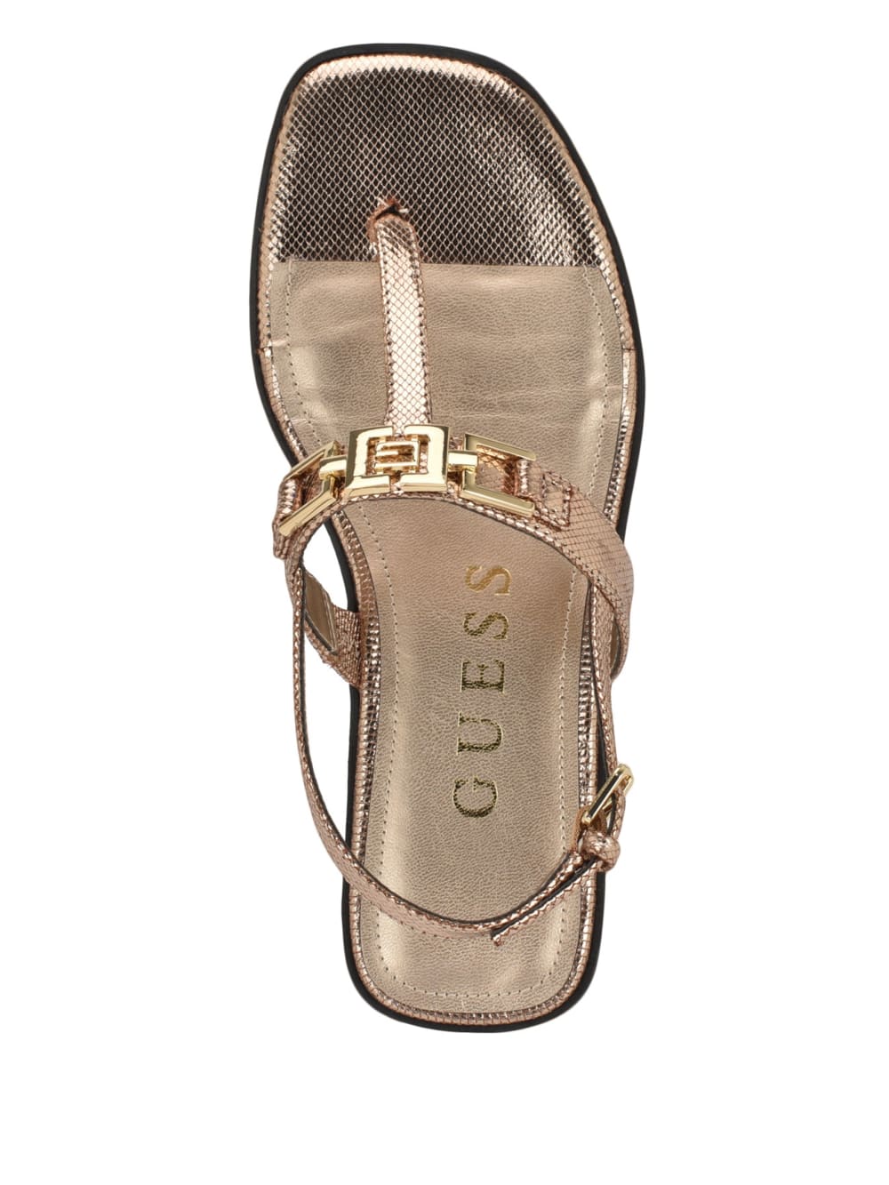 Reality Metallic T-Strap Sandals - Guess