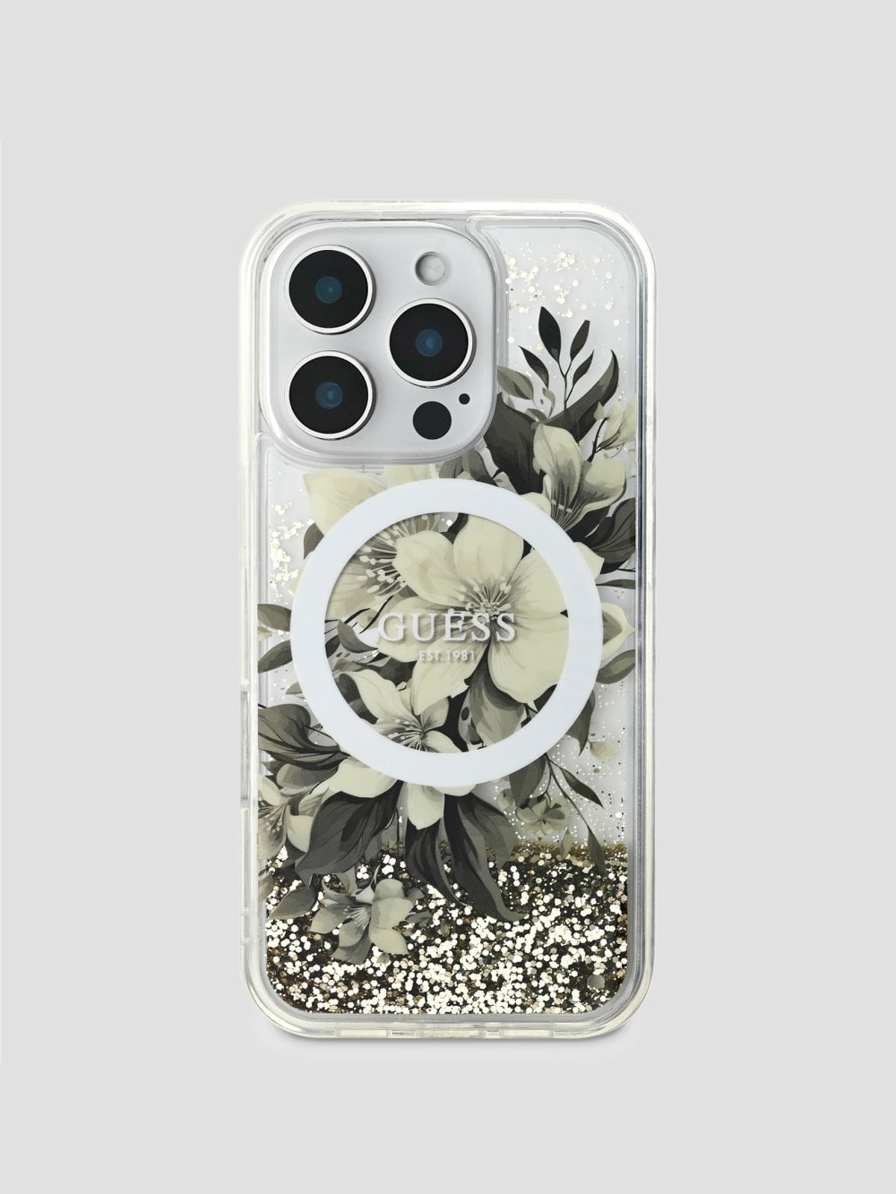 Liquid Glitter Flower iPhone 16 Pro Case - Guess