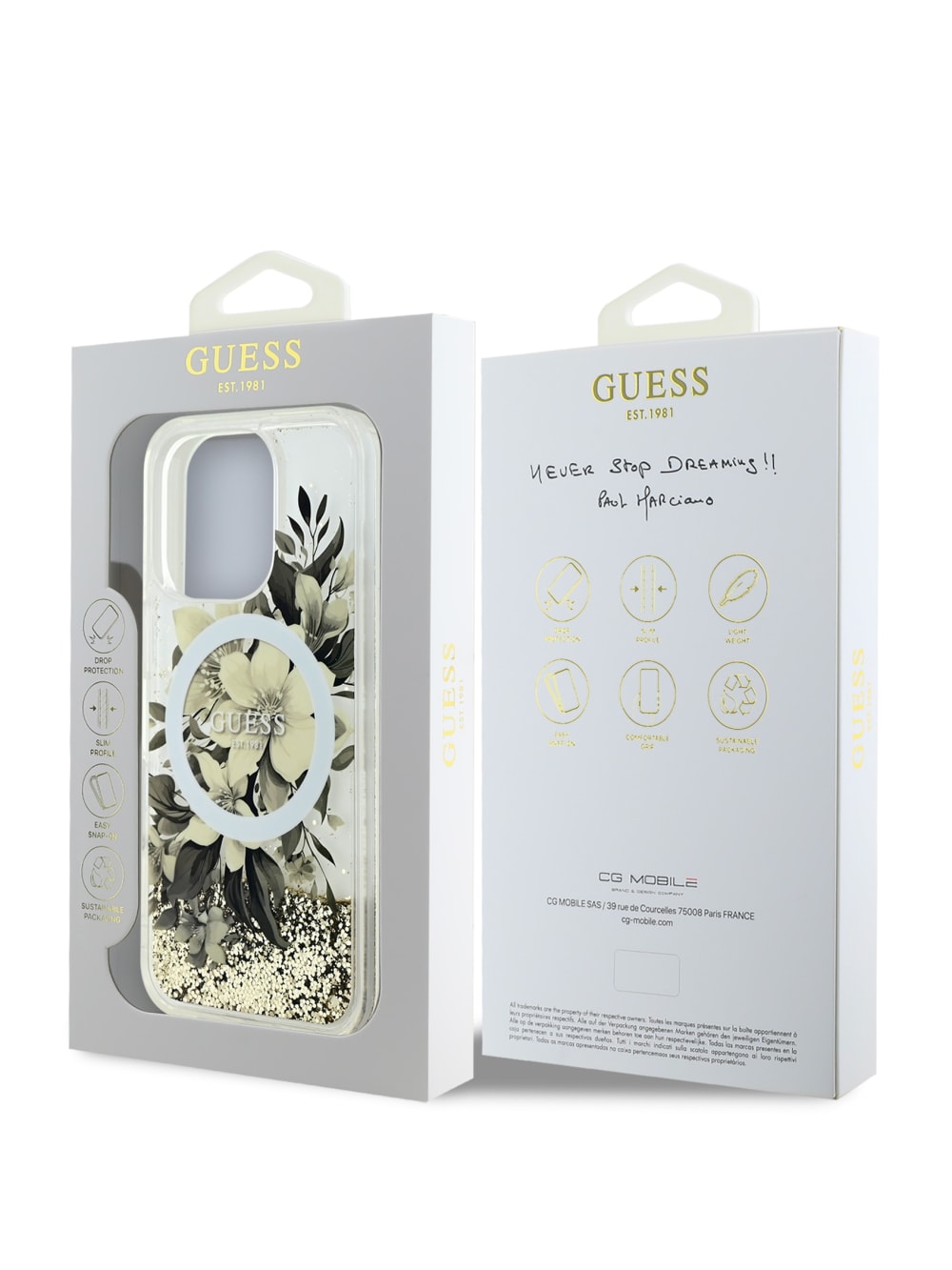 Liquid Glitter Flower iPhone 16 Pro Case - Guess