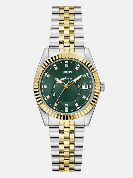 Two-Tone and Green Multifunction Watch - Guess
