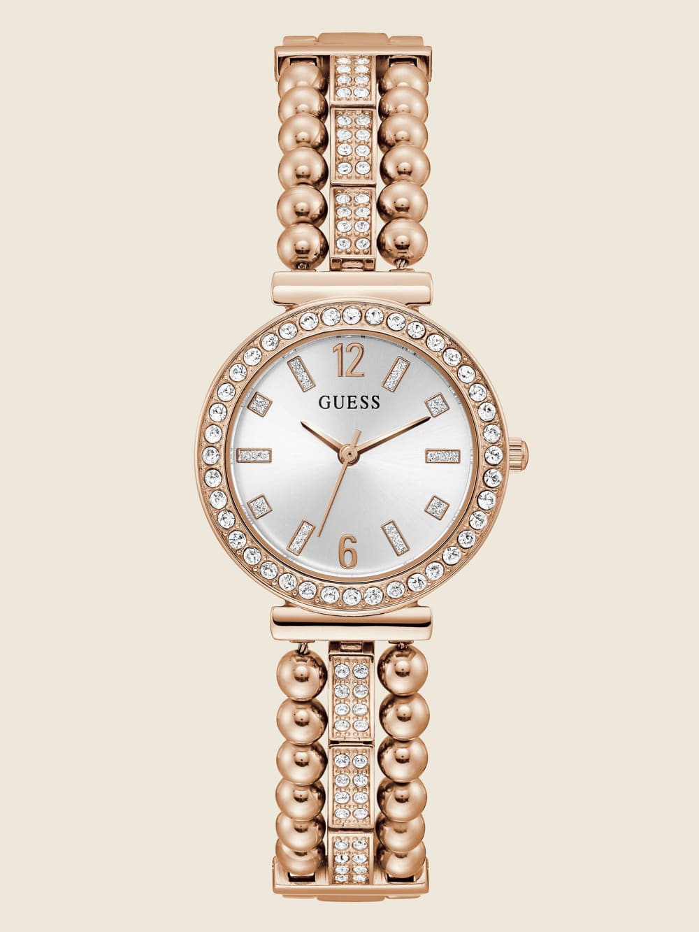 Rose Gold-Tone and Rhinestone Analog Watch - Guess