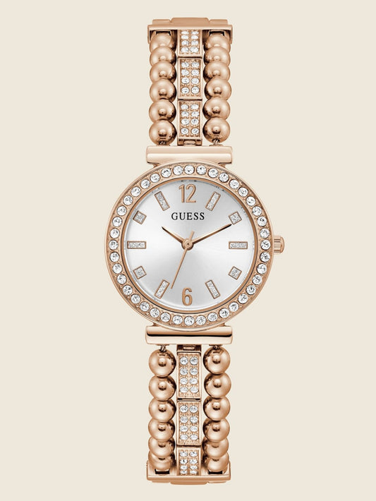 Rose Gold-Tone and Rhinestone Analog Watch - Guess