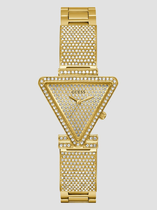 Gold-Tone Crystal Triangle Analog Watch - Guess