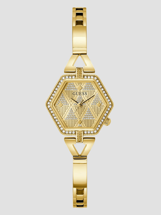 Gold-Tone Hexagon Analog Watch - Guess