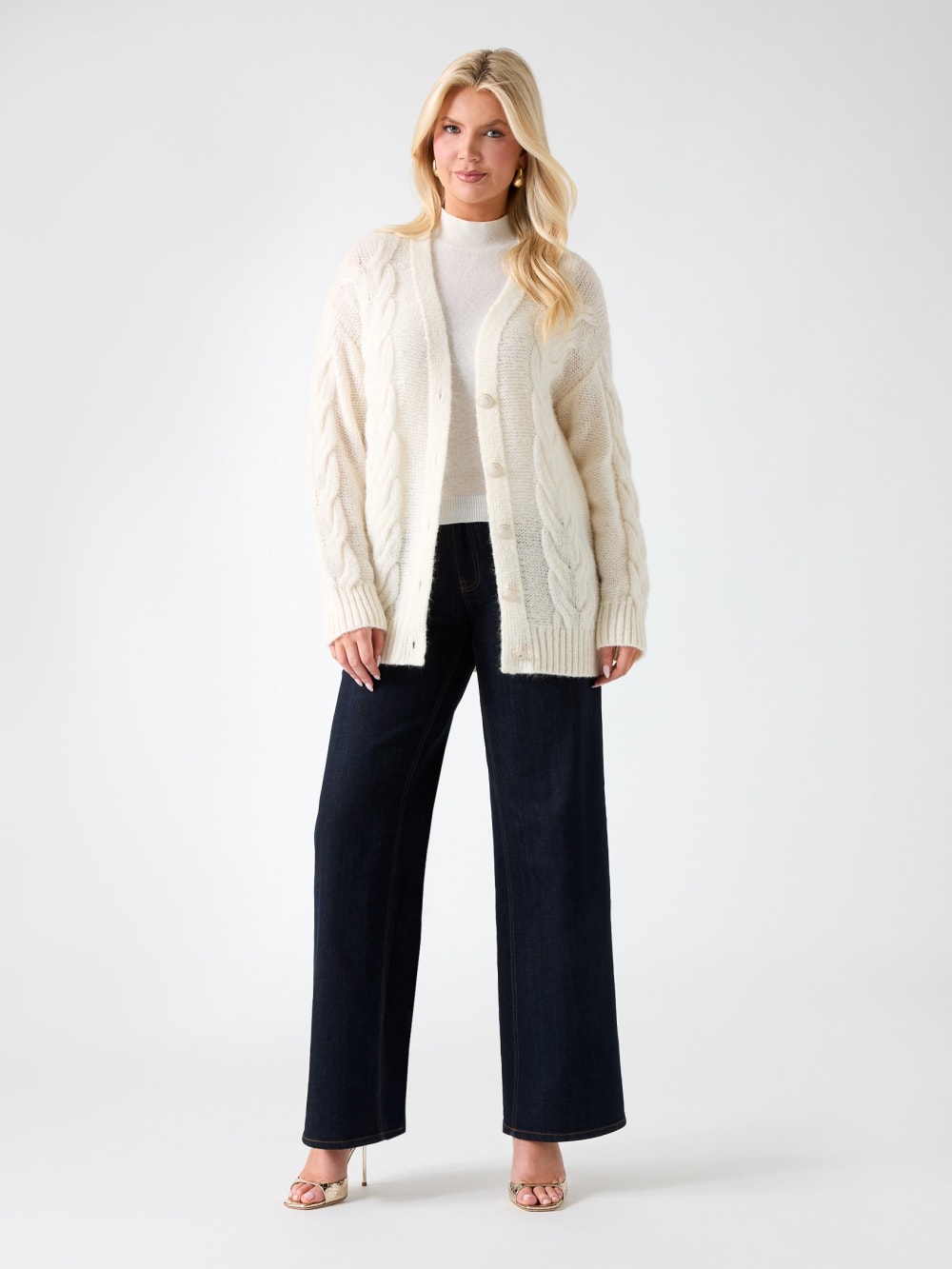 Ginny Cable-Knit Sweater Cardigan - Guess