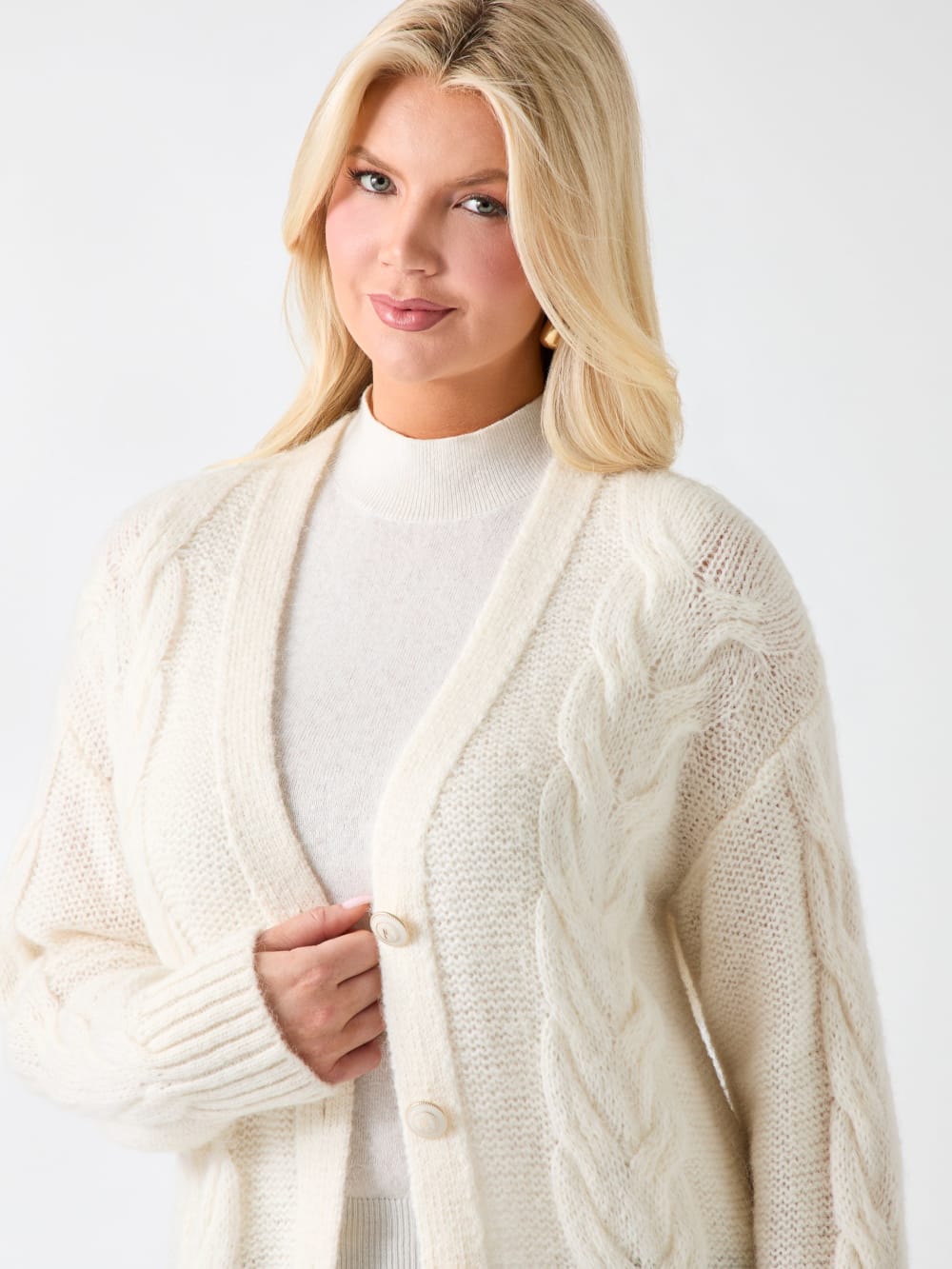 Ginny Cable-Knit Sweater Cardigan - Guess