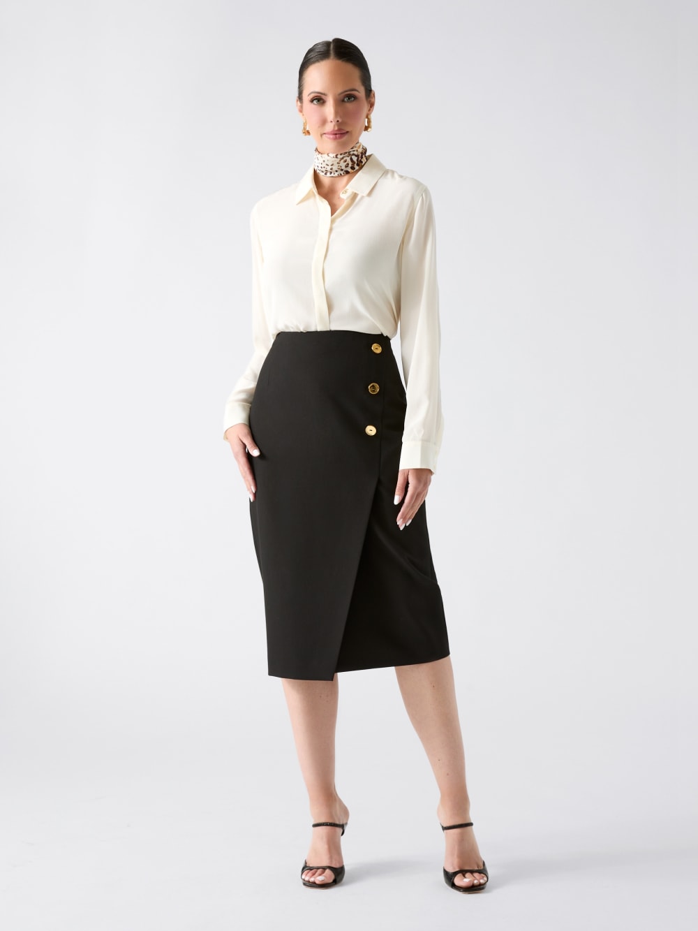 Dalia Buttons Midi Skirt - Guess