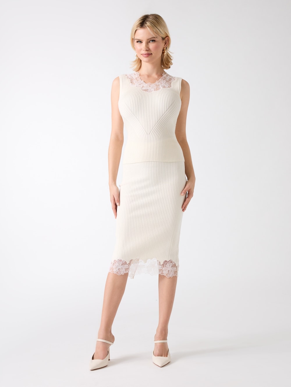 Candice Lace-Trim Sweater Skirt - Guess
