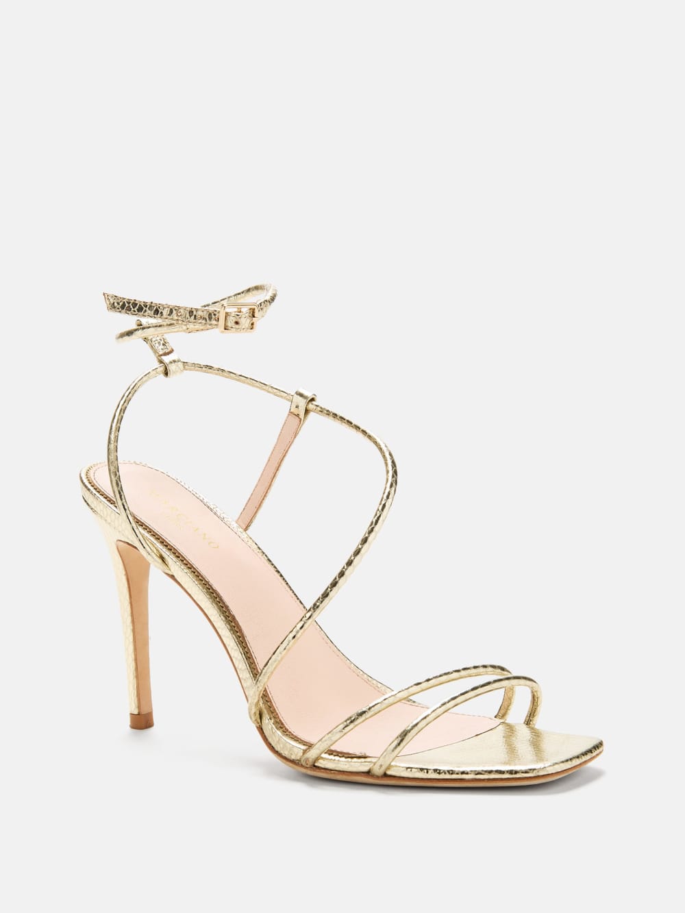 Metallic Leather Strappy Heel - Guess