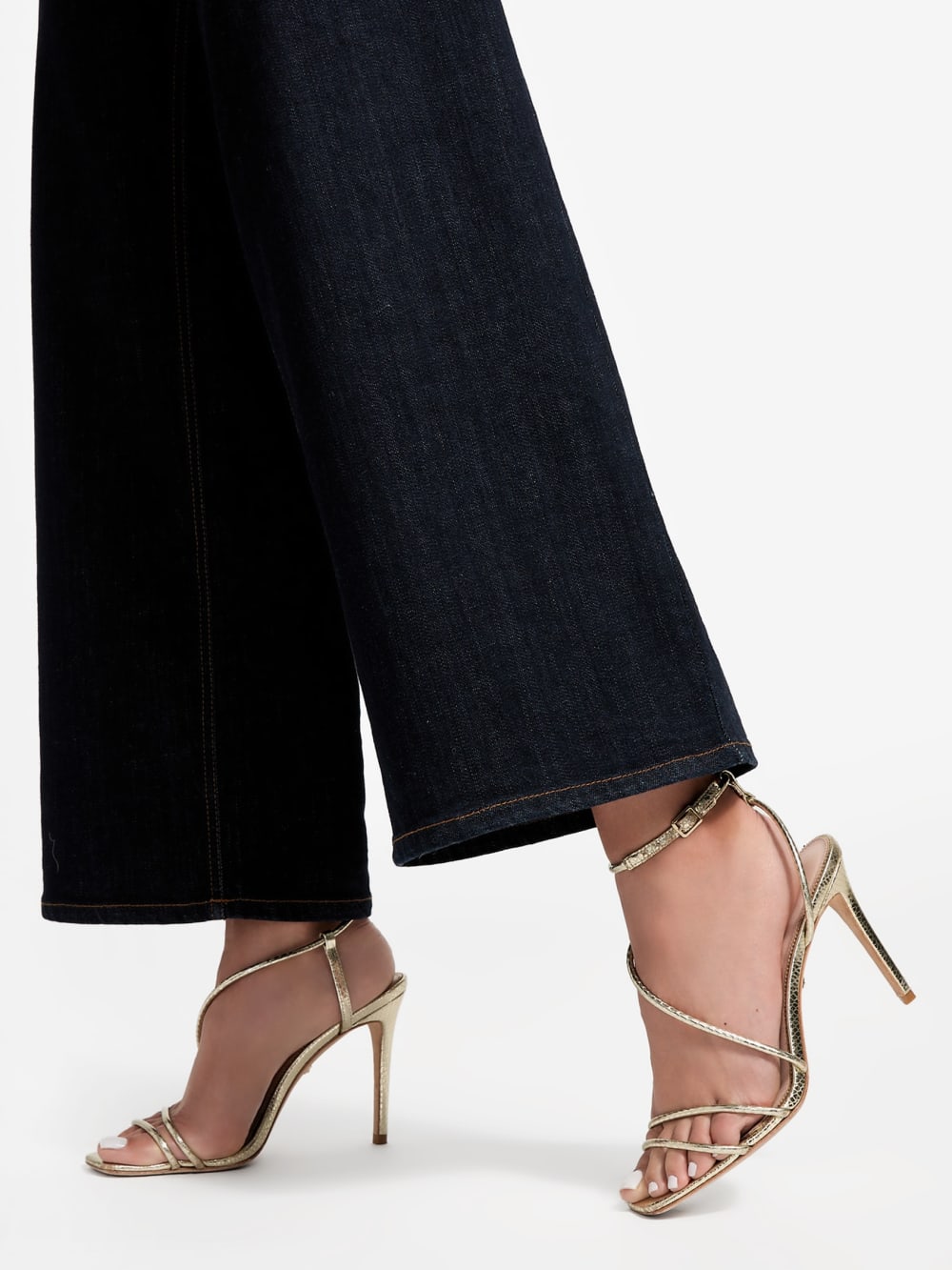 Metallic Leather Strappy Heel - Guess