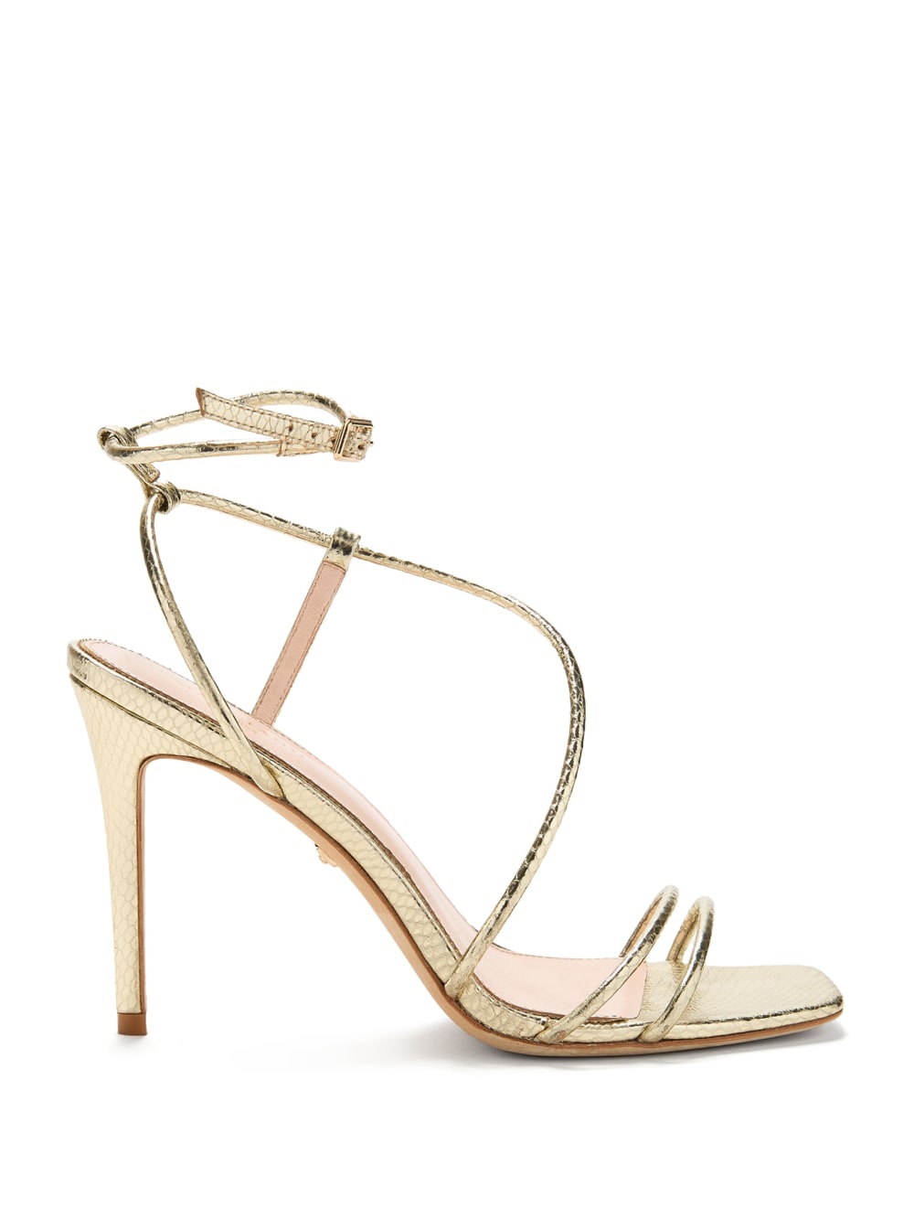 Metallic Leather Strappy Heel - Guess