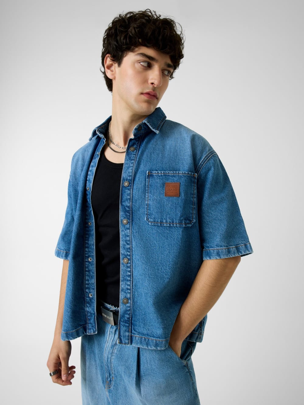 Oversize fit denim shirt - Guess