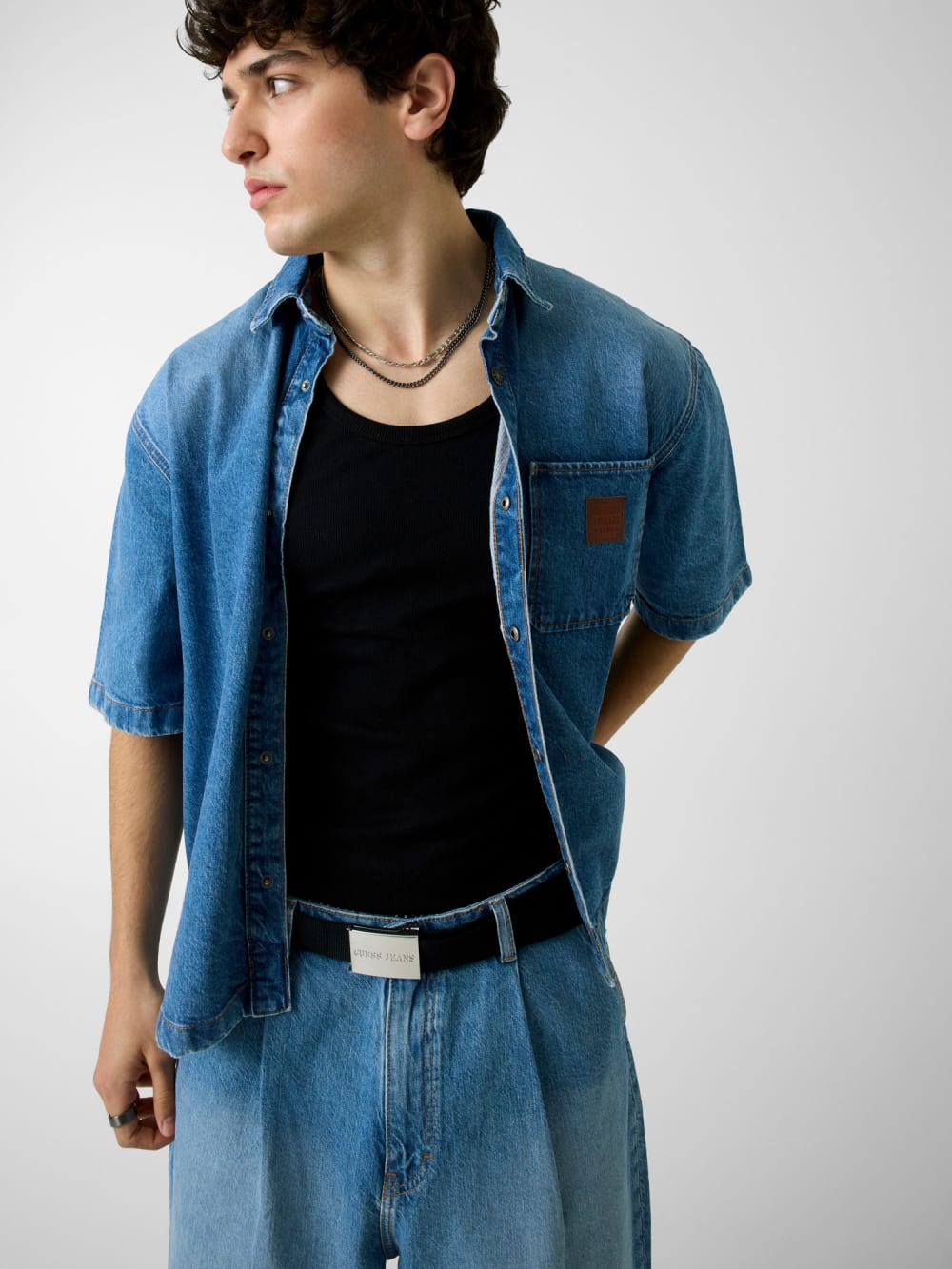 Oversize fit denim shirt - Guess