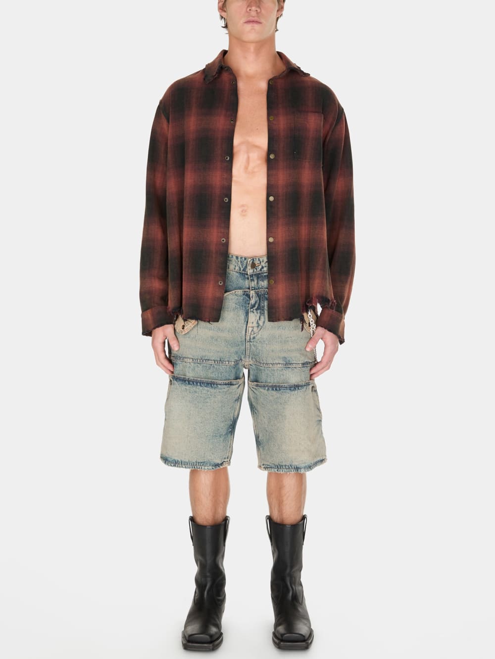 distressed flannel shirt - Guess