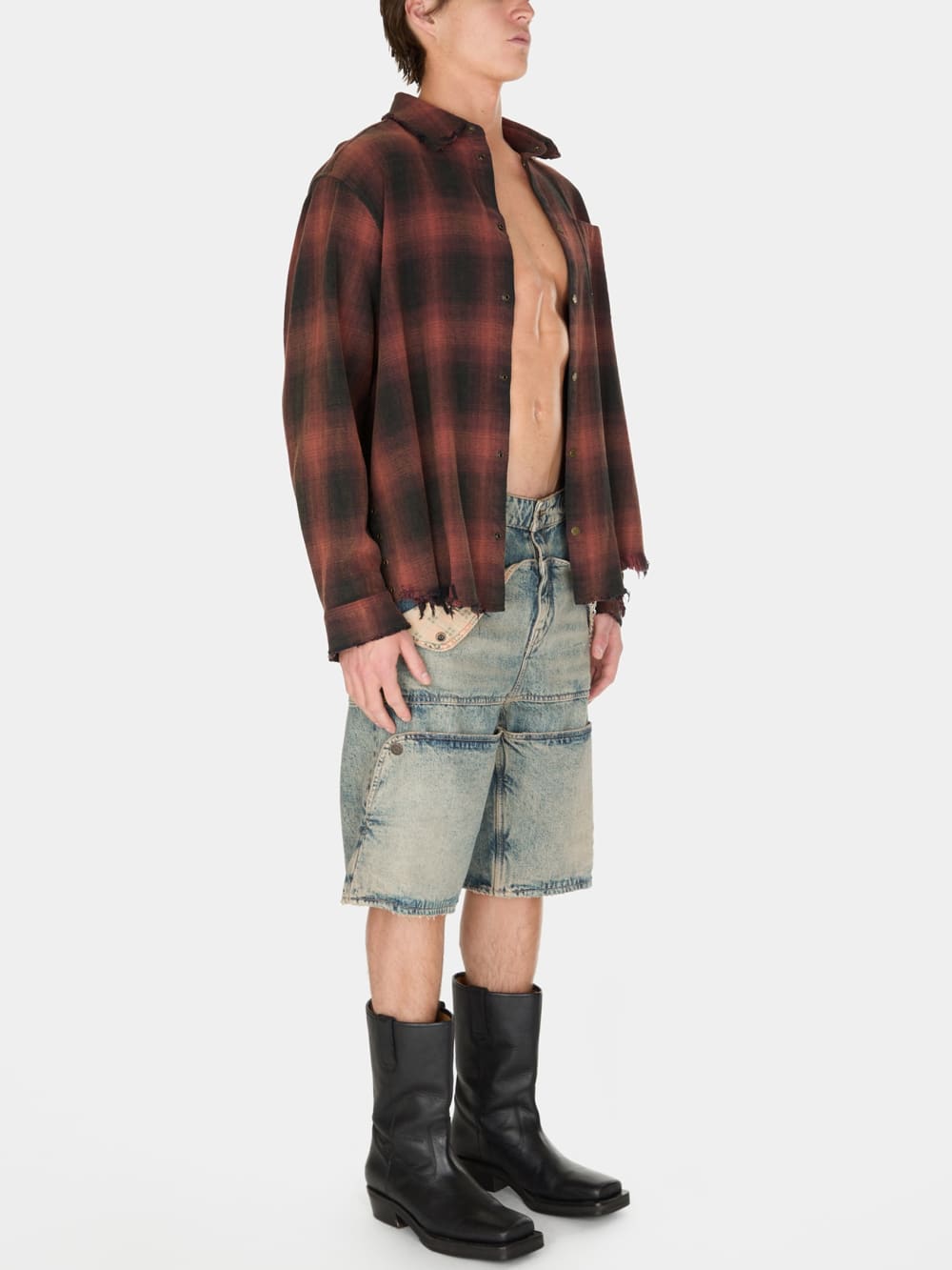 distressed flannel shirt - Guess