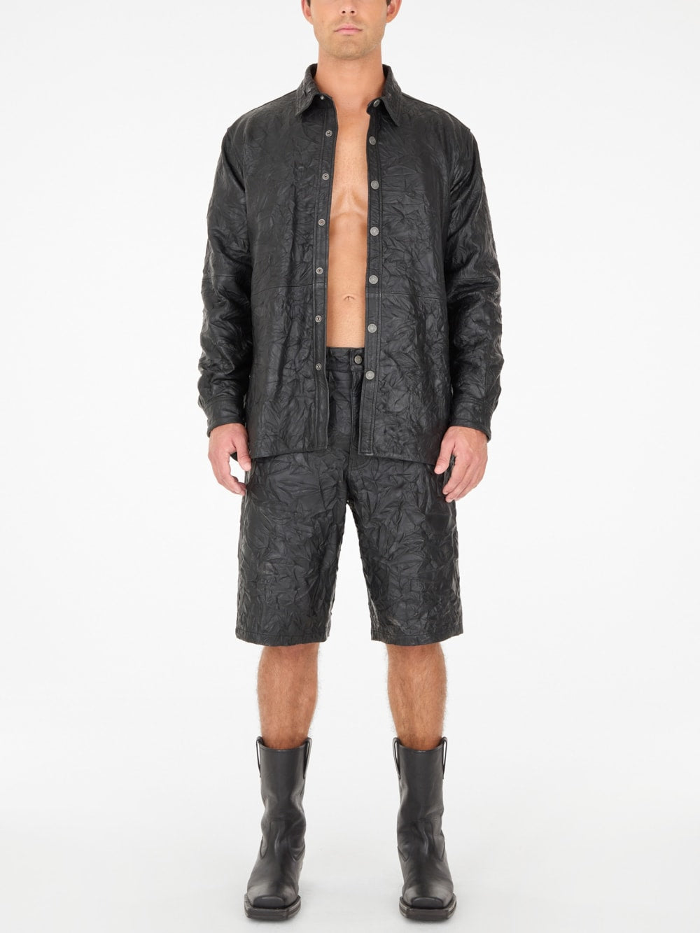 crinkle leather shirt - Guess